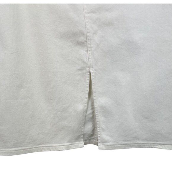 Ophelia Roe White Denim Midi Skirt 2X Plus Size Straight Pencil Jean Stretch - Picture 4 of 11